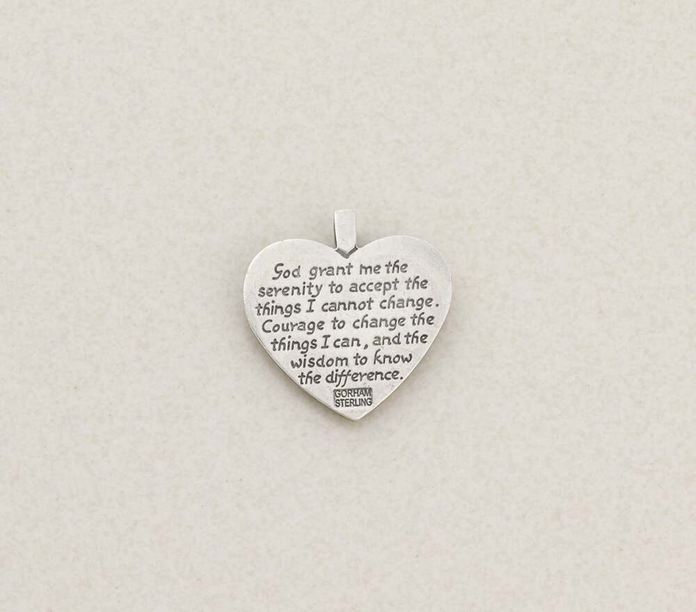 Pendant Only Sterling Silver Peace Dove Heart Serenity Prayer Pendant 1"